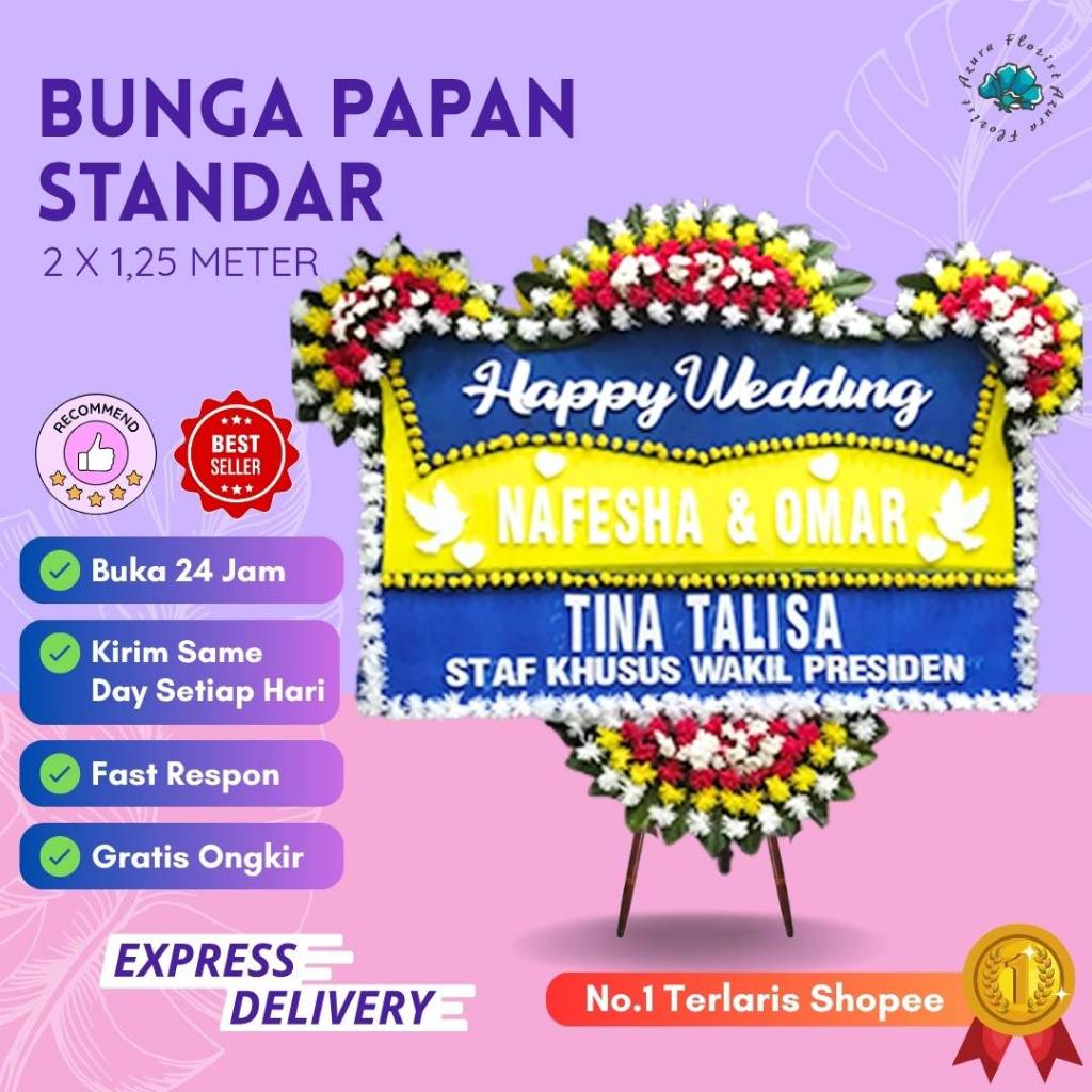 Karangan Bunga Bogor - Bunga Papan Ucapan Wedding, Congratulation, Dukacita Ukuran 1,25x2 Meter