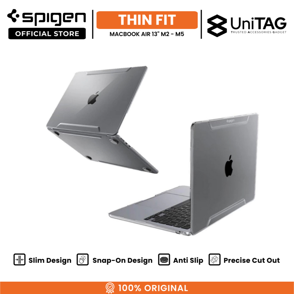 SPIGEN Case for MacBook Air 13 inch M2 M3 M4 M5 2026 Thin Fit Slim Hard Cover Casing