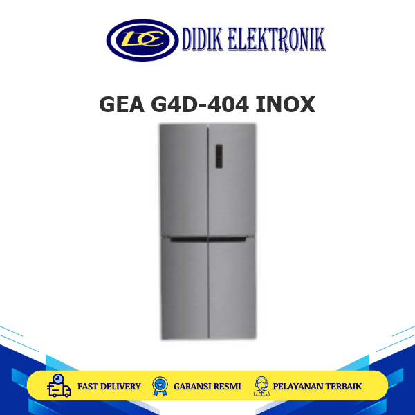 GEA G4D-404 INOX KULKAS SIDE BY SIDE 404L  4 PINTU Kompresor Inverter Bebas CFC  G4D-404 INOX G4D-40