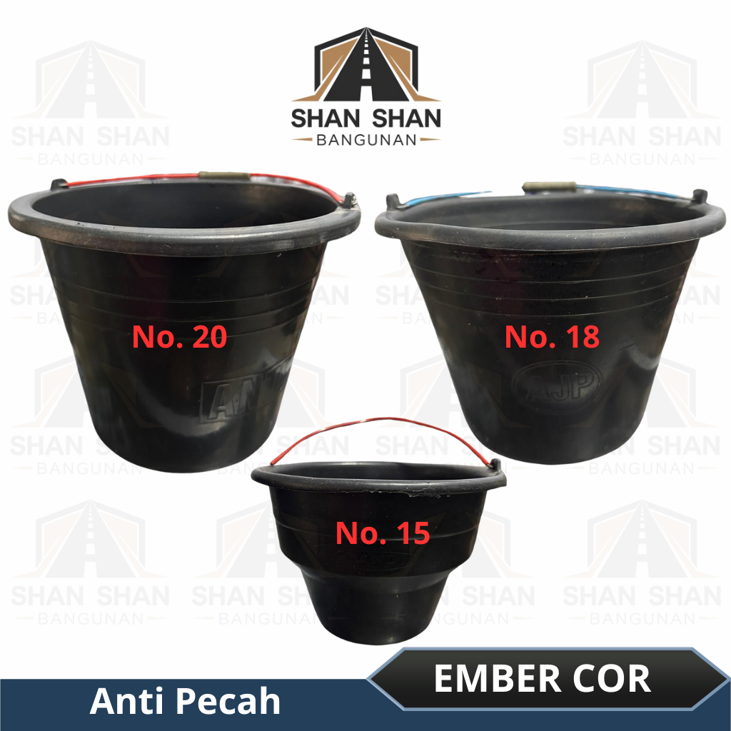Ember Plastik Anti Pecah Tebal No 15 18 20 / Ember Cor Anti Pecah Tebal No 18 / Ember Hitam Bangunan