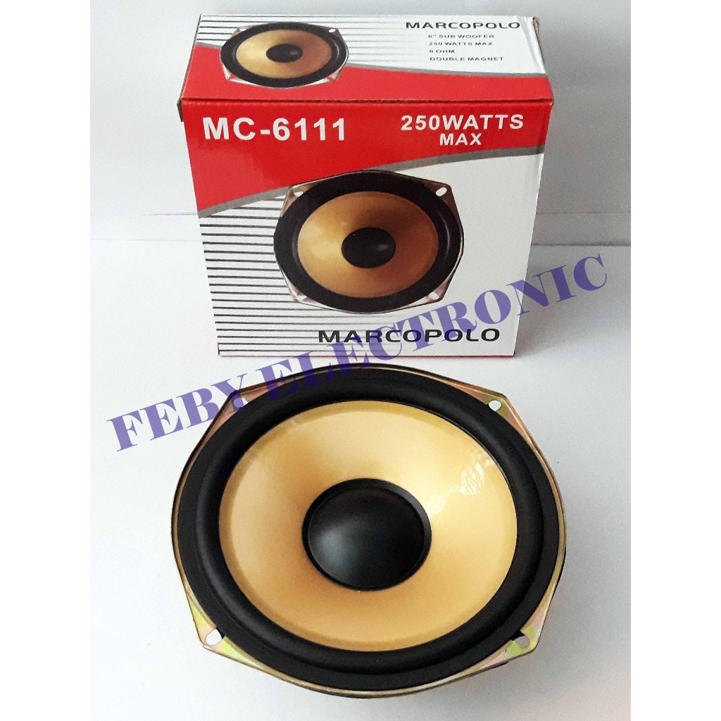 SPEAKER MARCOPOLO 6 INCH MC-6111 ORIGINAL SUBWOOFER DOUBLE MAGNET 250 WATT 8 OHM