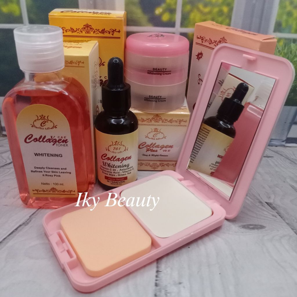 PAKET COLLAGEN " 5in1 " ( KRIM SIANG - KRIM MALAM - SERUM - TONER - BEDAK )