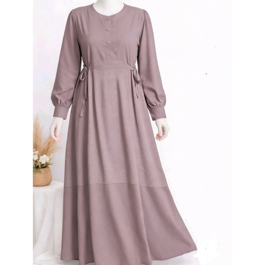 Gamis Rania Bahan Rayon Twill Premium Busui friendly Adem Panjang nyaman Muslimah
