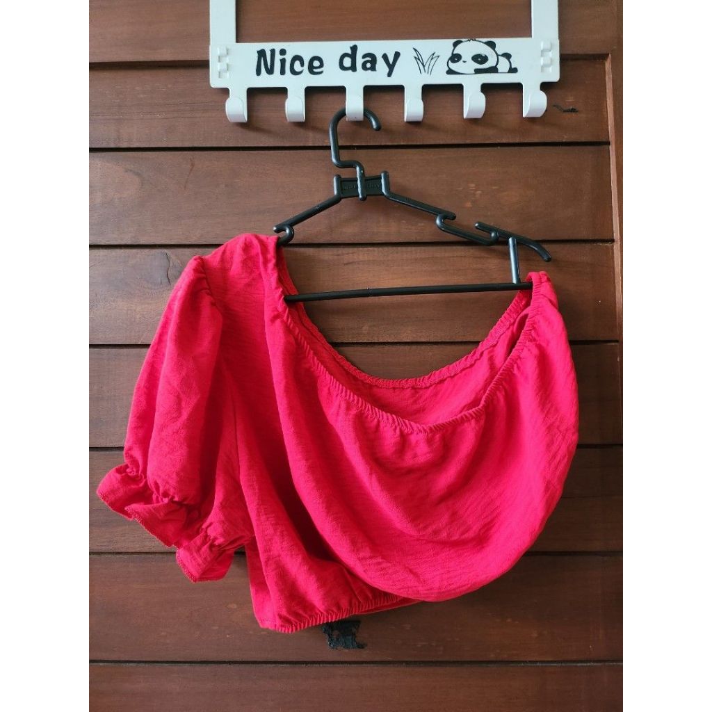 SHEIN Top One-shoulder Crop Big Size Plus Size Jumbo Red 0XL