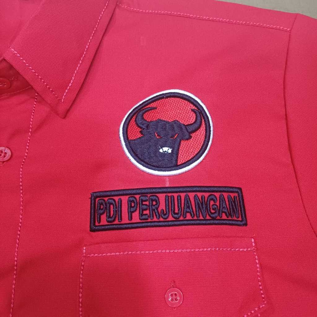 badge bordir logo PDIP 3d timbul | emblem bordir custom logo PDI Perjuangan
