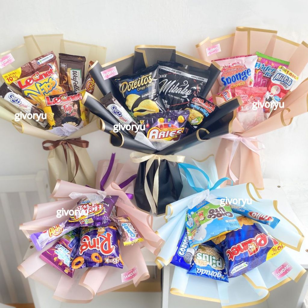 GIVORYU Buket Snack Bandung | Buket Makanan | Buket Wisuda Sempro Ulang Tahun | Buket 30rb an