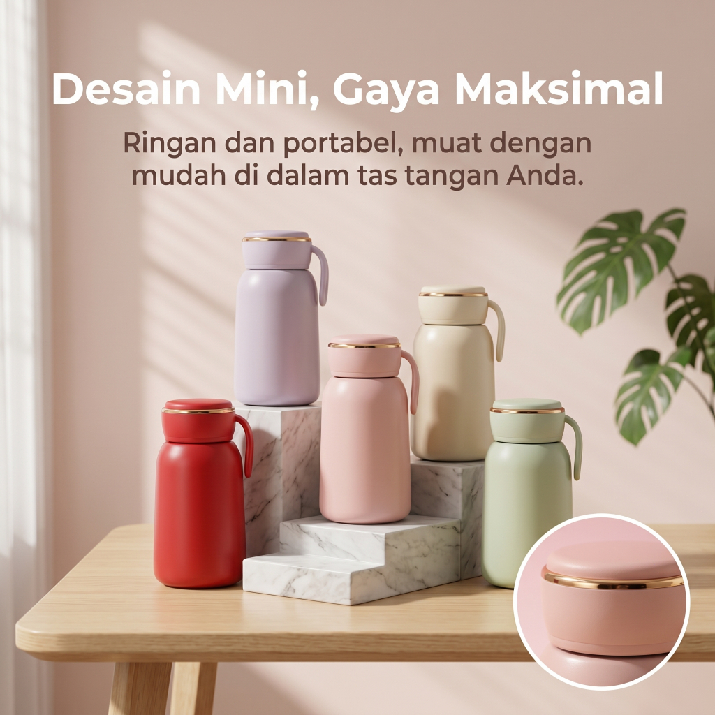 [Anggunkayana]Gelas Air Stainless Steel 316 Model Baru, Desain Minimalis Menarik, Ukuran Kecil Porta
