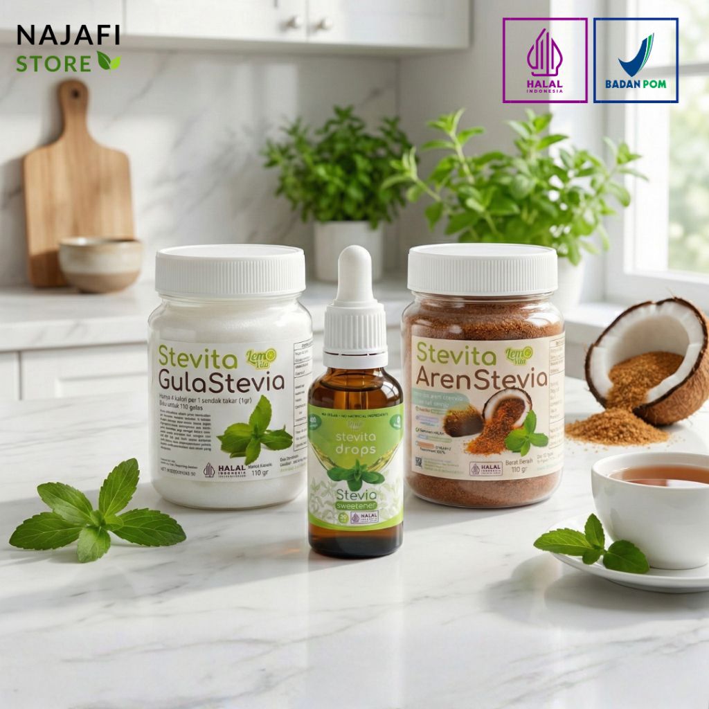 Gula Stevia Diet l Stevia Aren l Stevia Tetes LEMOVITA Pemanis Alami Pengganti Gula Diet Friendly