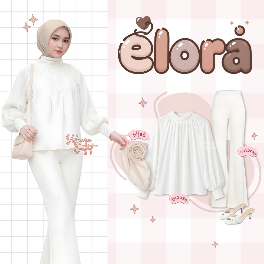 One Set Rok Dan Atasan (Blouse, Celana Cutbray, Rok A, Hijab) Ootd Wanita Kekinian Remaja Hijab VO25