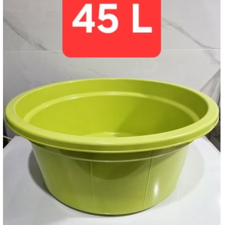 Baskom Bak Ember Plastik Tebal Bulat Jumbo 45L Hiroshima Serbaguna Wadah Cucian Pakaian Air Mandi