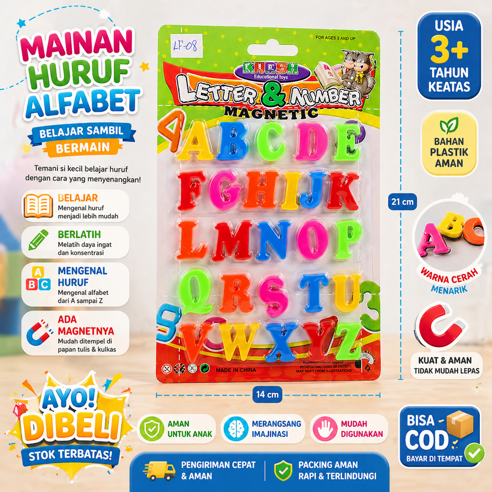 Mainan Edukasi Anak Magnetic Letter Huruf Bahasa Arab Angka Matematika Belajar Alfabet Magnet