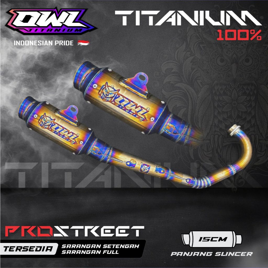 Knalpot racing OWL RACING TITANIUM pnp exciter mx king150 y15zr sniper150 100% titanium asli