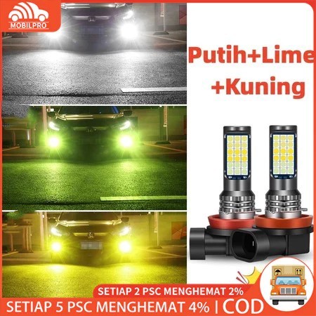 2Pcs 24Led Lampu Kabut Led Mobil 3 Warna Ganda H9 Bohlam Led H8 H11 H16(JP) Lampu Kabut Mobil Super 