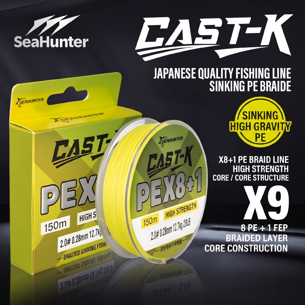 [OFFICIAL] SeaHunter Cast King PE X8+1 Senar Pancing 150M, Kualitas Jepang Senar PE Multifilamen 9 U
