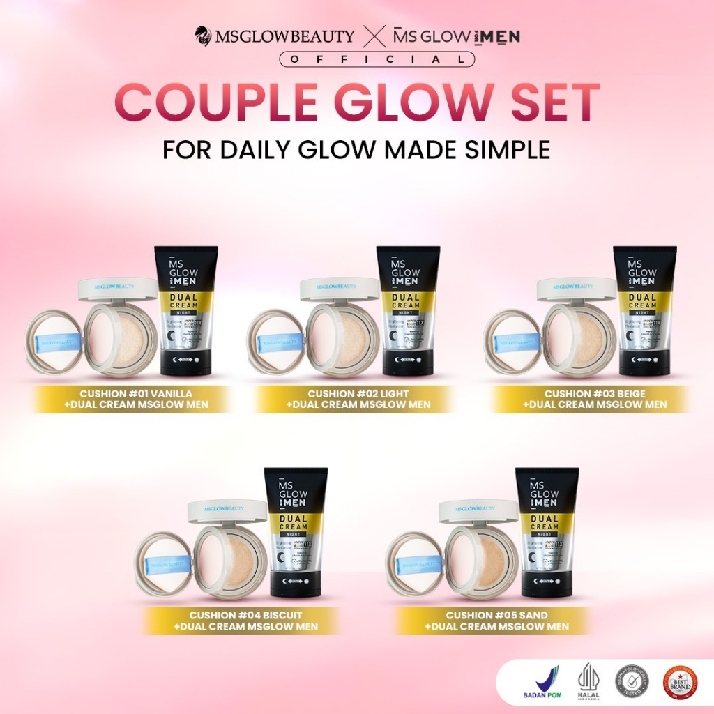 MSGLOW BEAUTY - [COUPLE GLOW SET] - AUTHENTIC SKIN CUSHION WITH WHITE CAVIAR + DUAL CREAM MSGLOW MEN