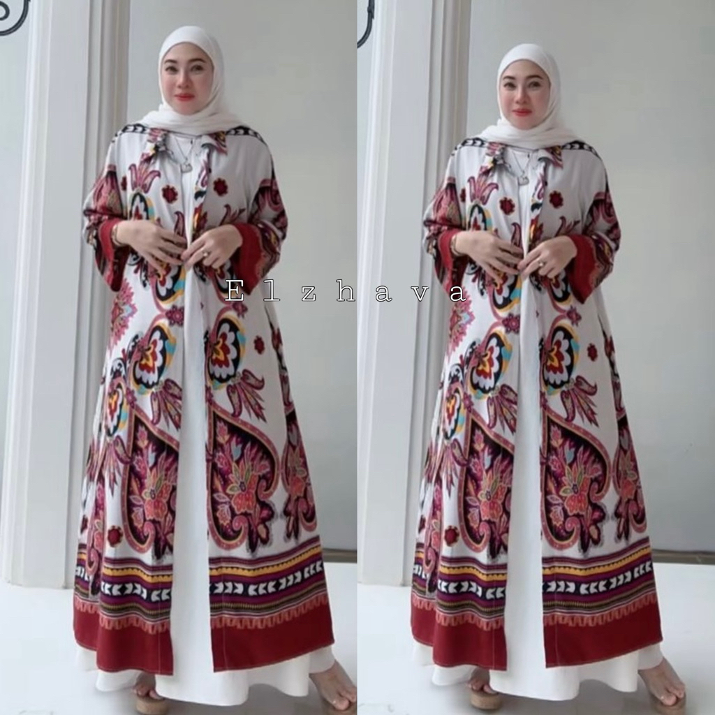 [Exclusive] Elzhava Long Outer-Full Kancing Tunik-Tunik-Long Tunik Casual-Rayon Formal Viscose-Panja