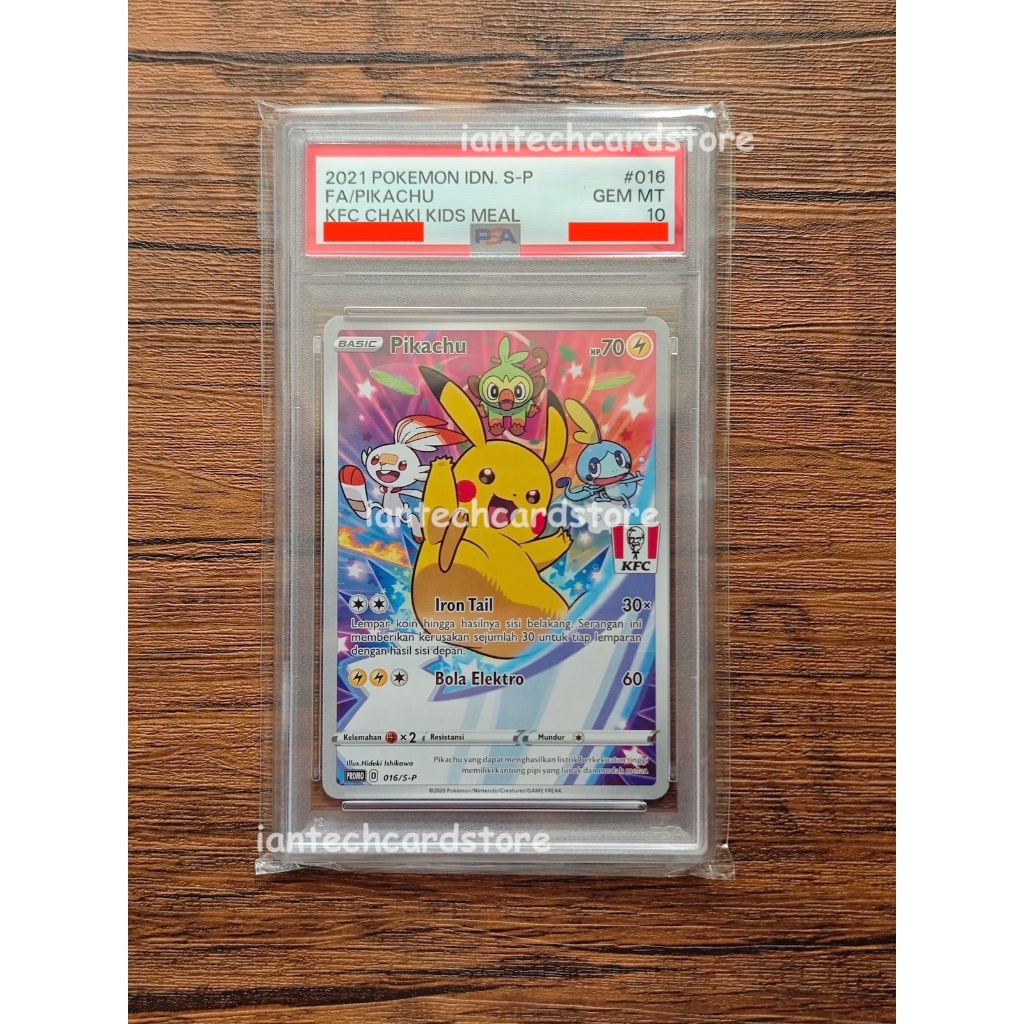 Pikachu KFC PSA 10 Gem Mint - 016/S-P - Chaki Kids Meal Promo Card - Kartu Pokemon TCG Indonesia