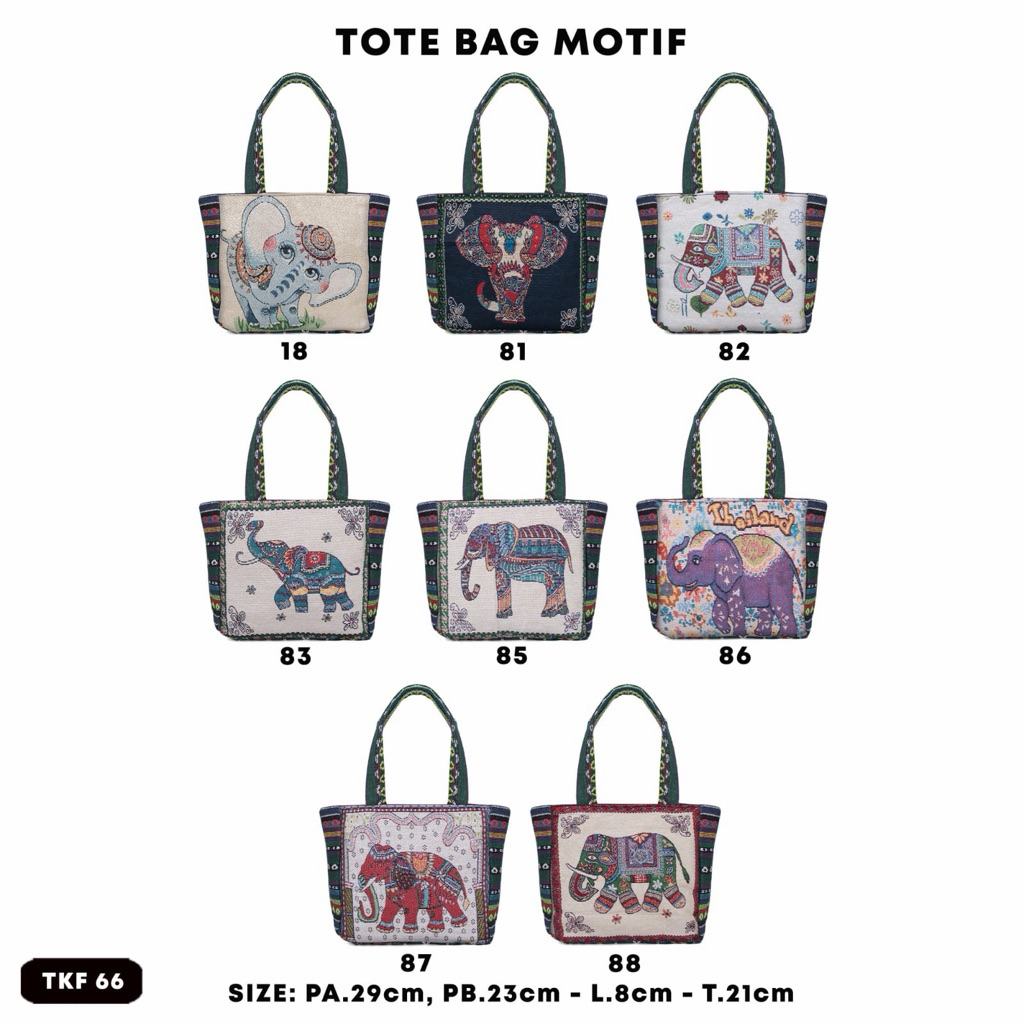 TAS SELEMPANG KANVAS 2 in 1 - tas kanvas thailand - tas gajah - oleh oleh bangkok - tas thailand