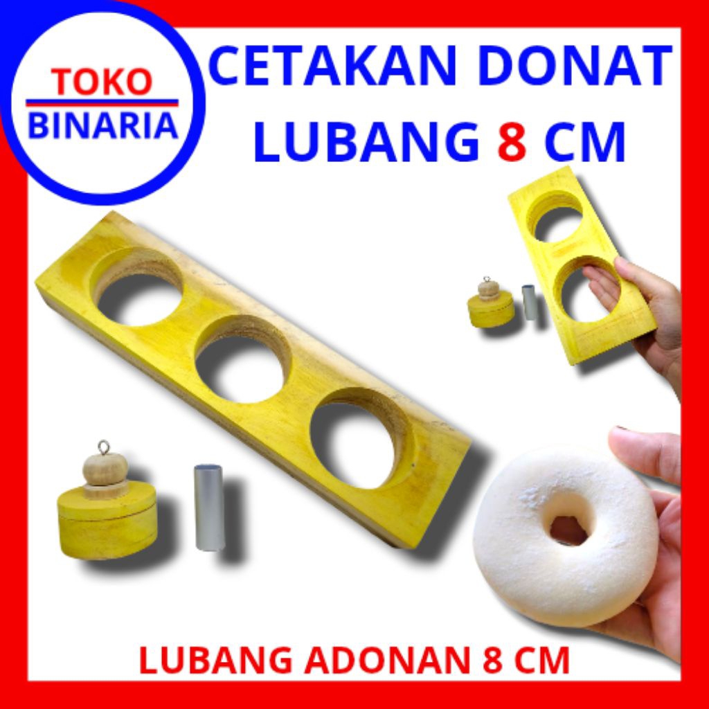 CETAKAN DONAT KAYU SET 8 CM ISI 1 2 3 LUBANG + PEMBOLONG - DONAT BULAT ALAT DONAT KENTANG GORENG