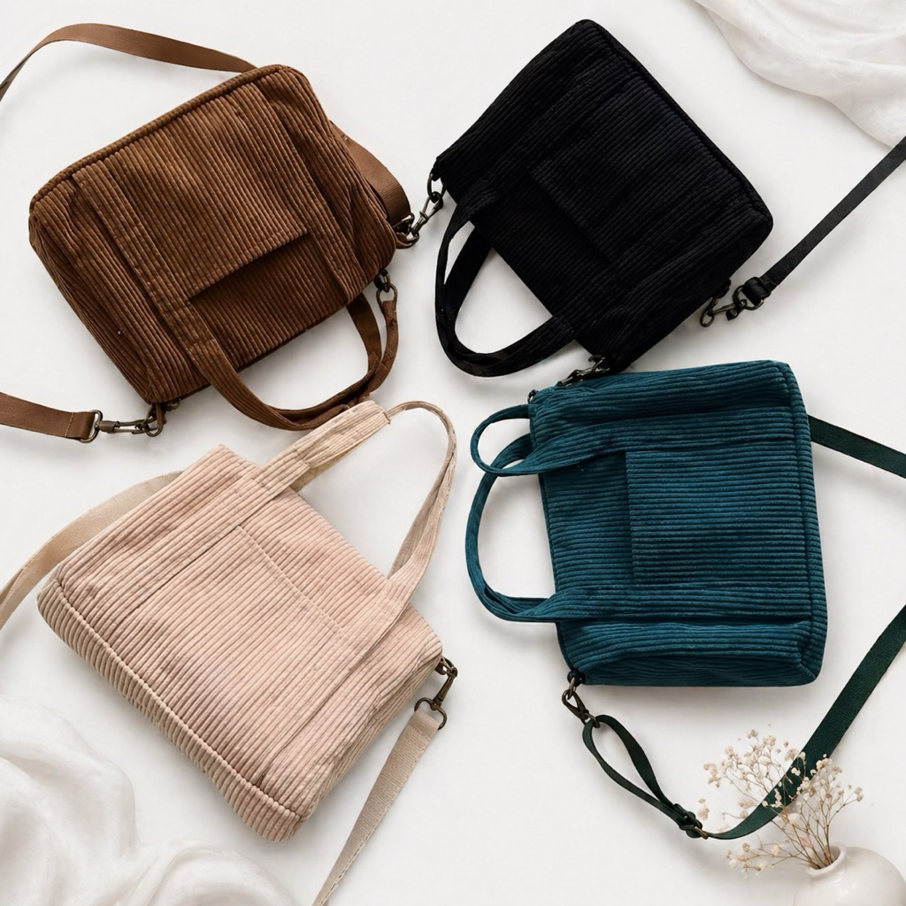 Tas Selempang Wanita Corduroy / Tas Sling Bag Korean corduroy