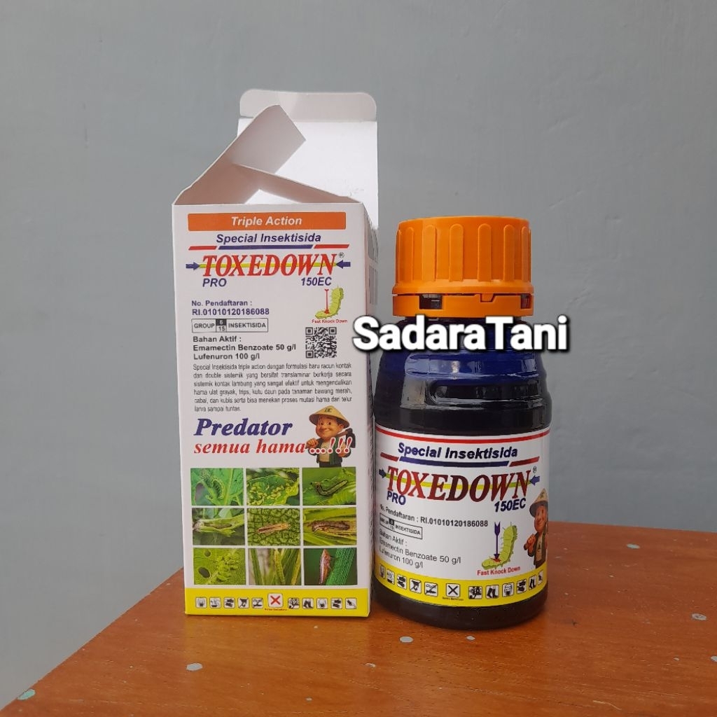 Insektisida TOXEDOWN PRO 150EC 250ml Bahan aktif : Emmamectin Benzoat 50g/l + Lufenuron 100g/l