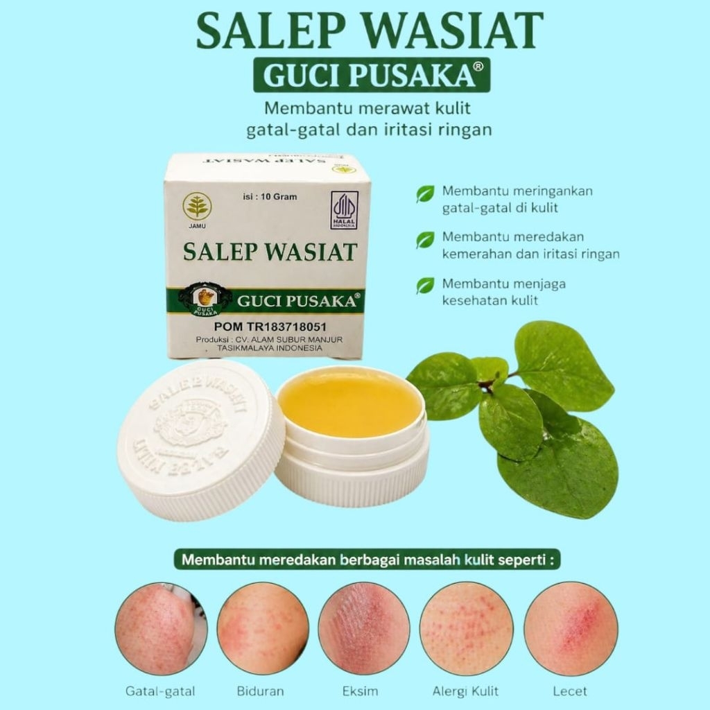 salep wasiat guci pusaka,mengatasi berbagai masalah kulit, seperti gatal-gatal (panu, kadas, kurap),