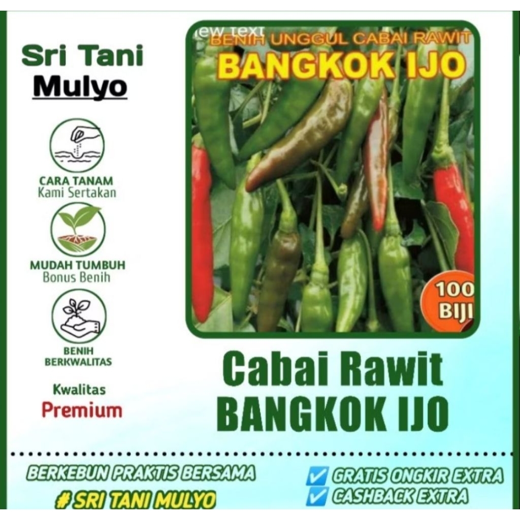 100 Biji - Benih Cabai Rawit BANGKOK IO- Bibit Cabe Hijau -Bibit Sayuran Benih Sayuran