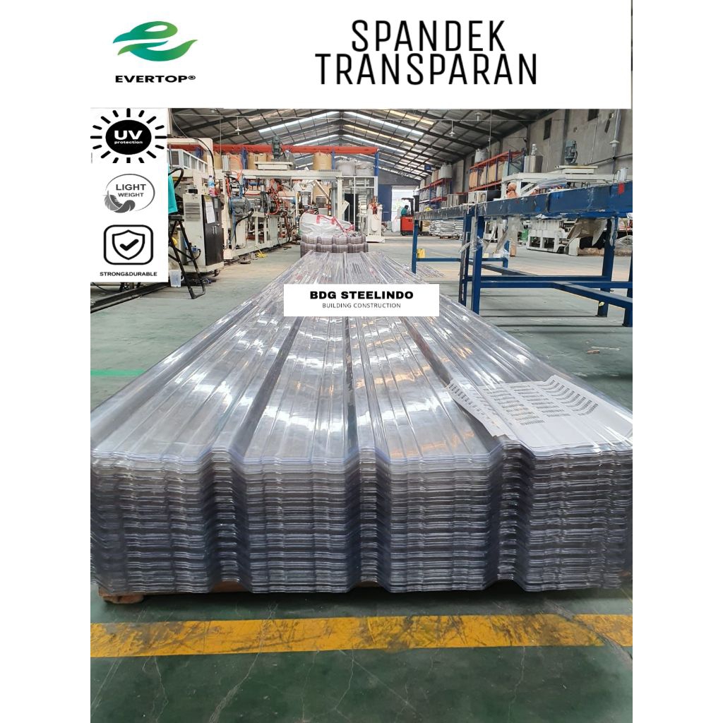 Spandek Transparan / Spandeck Bening/ Atap Kanopi Plastik Fiber