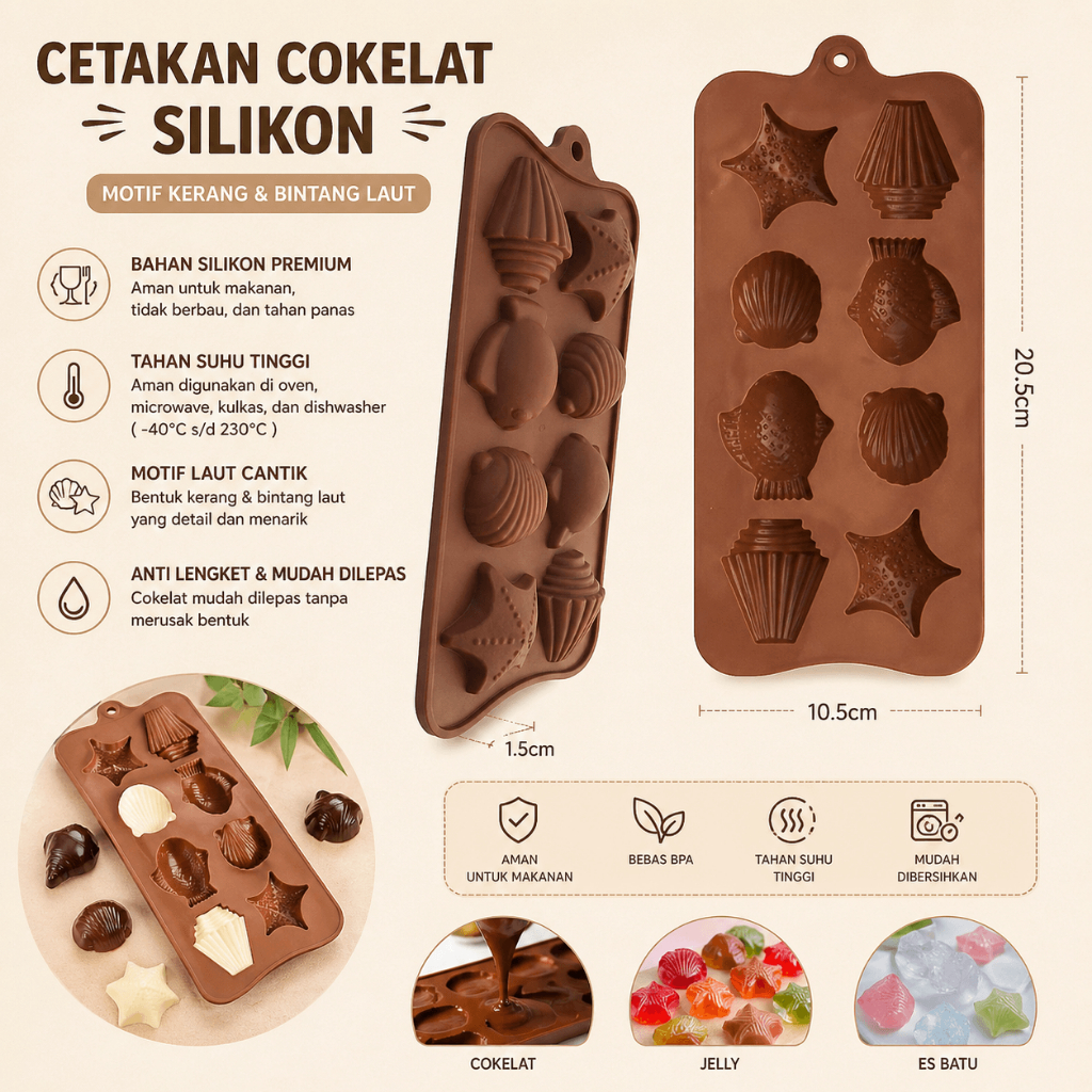 Cetakan Kue Coklat Silikon 4 Bentuk Binatang Laut Lucu Cetakan Coklat Es Puding Silikon 8 Lubang Cet
