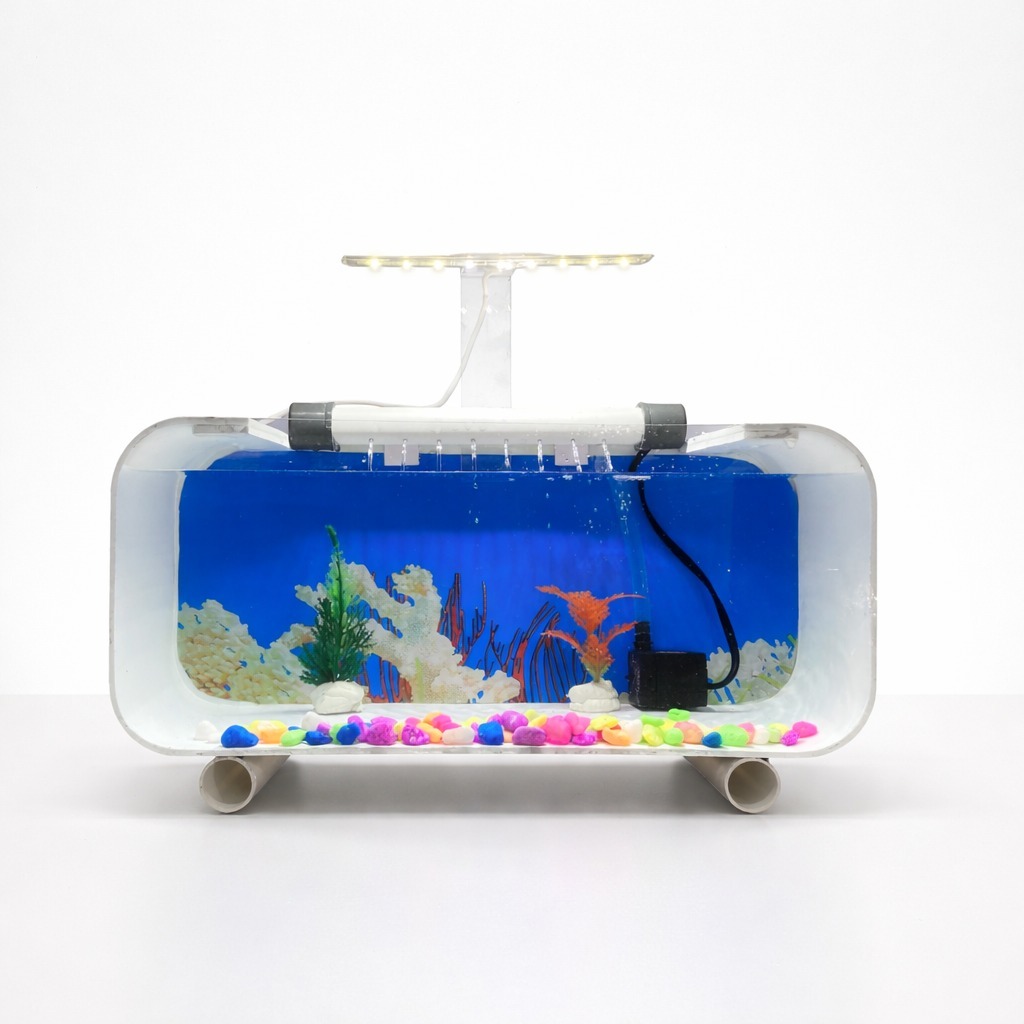 Aquarium Mini Fullset Dengan Air Terjun/Aquarium Mini/Aquarium Akrillik/Aquarium Minimalis Fullset