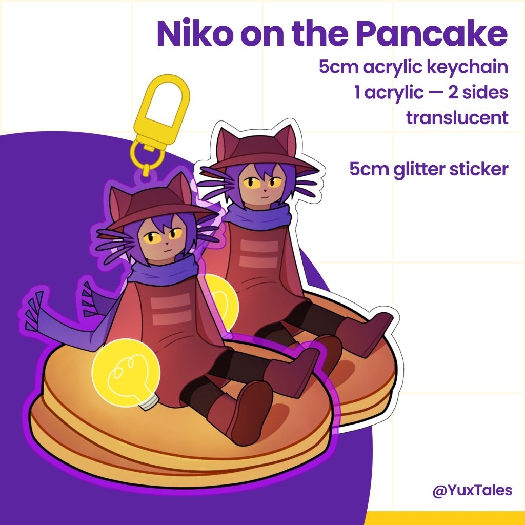 Niko on the Pancakes | 5cm Translucent Keychain & Glitter Sticker | Oneshot (by Nightmargin) Fan Mer
