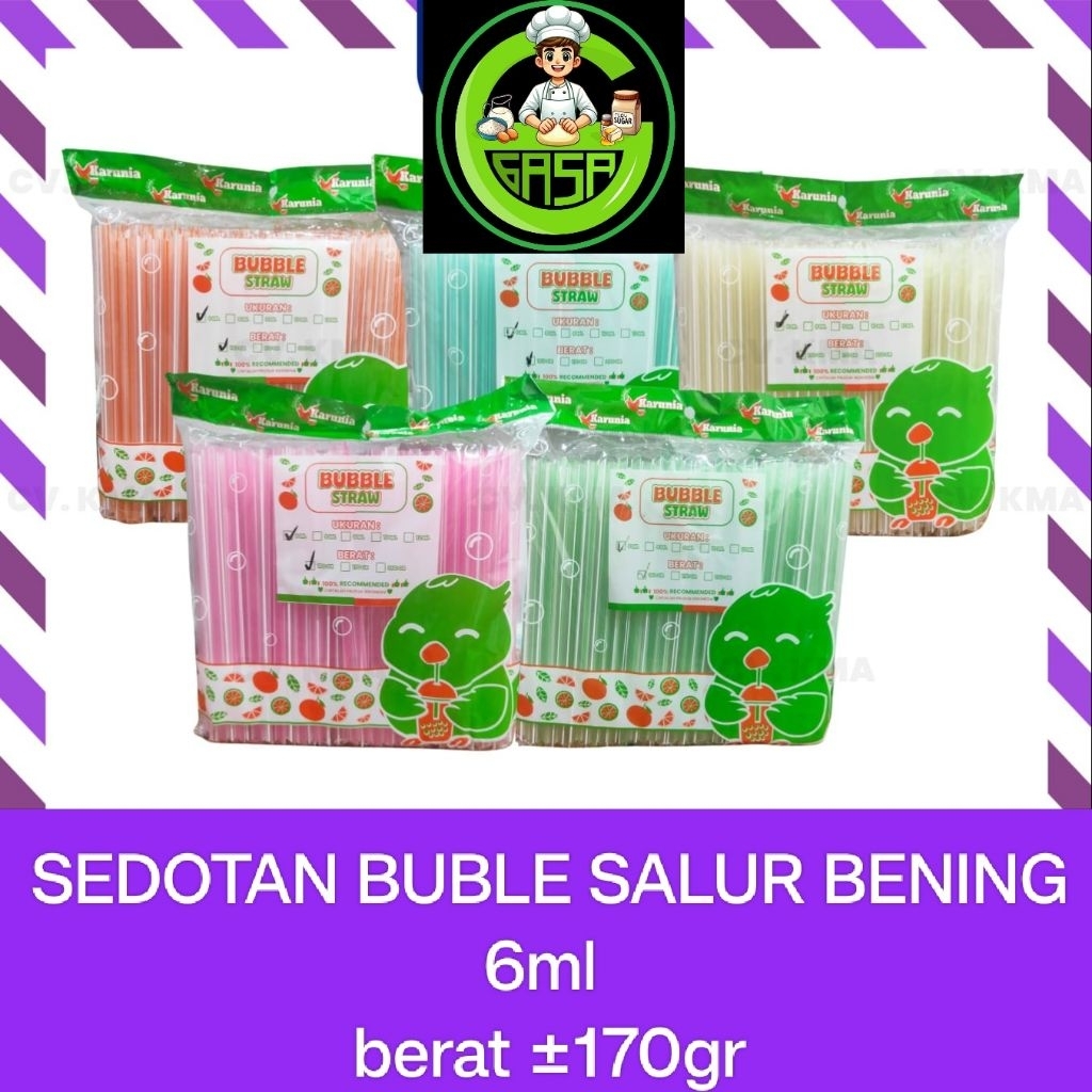 Sedotan Bubble salur bening 6mm - sedotan Boba 12mm/STRAW BUBBLE SALUR / SEDOTAN BOBA BUBBLE 6mm /se