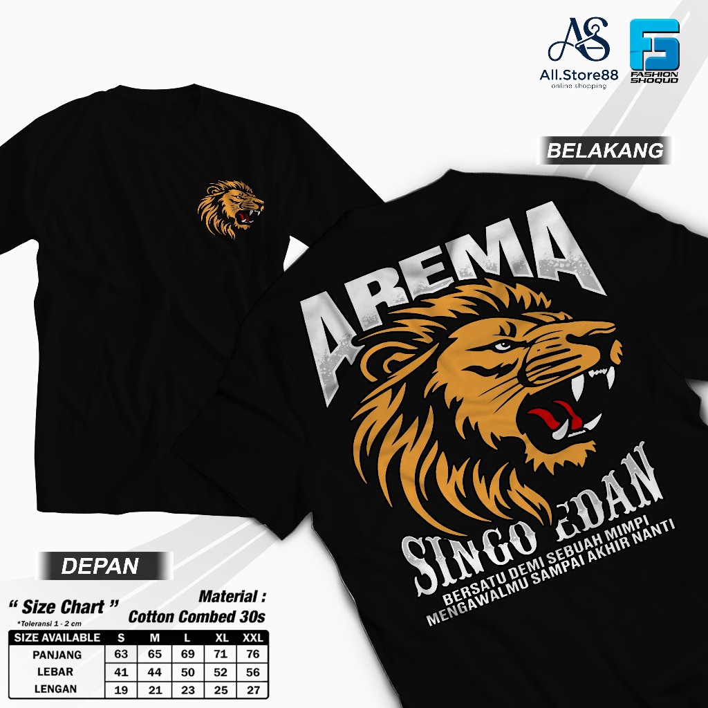 Kaos Arema Singo Edan Unisex Pria Wanita M-XXL