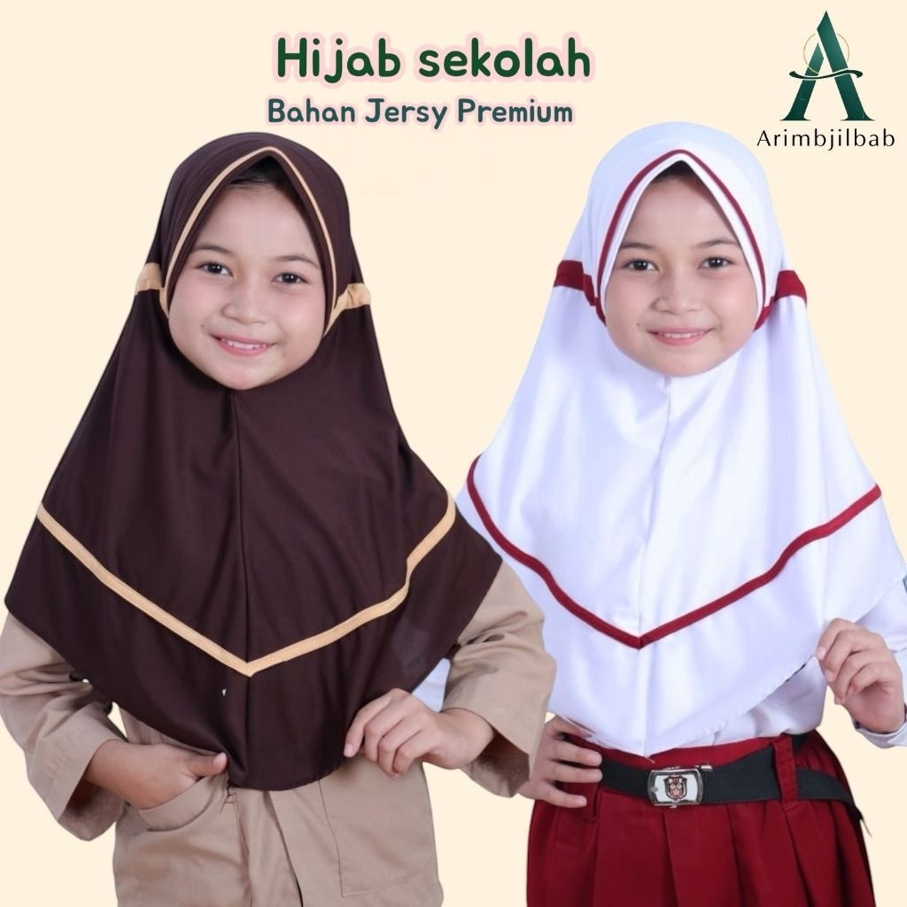 Hijab Anak Instan Sekolah/Seragam Sekolah Instan Jersey.Instan Anak Sekolah