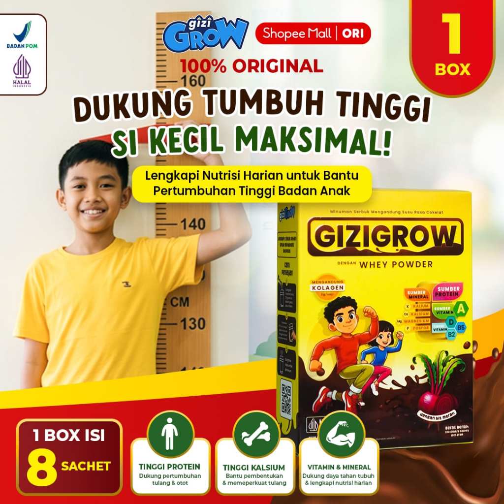 Susu Gizigrow Anak 3-15 Tahun Original Peninggi Badan & Penambah Nafsu Makan | Anak Cerdas & Kuat