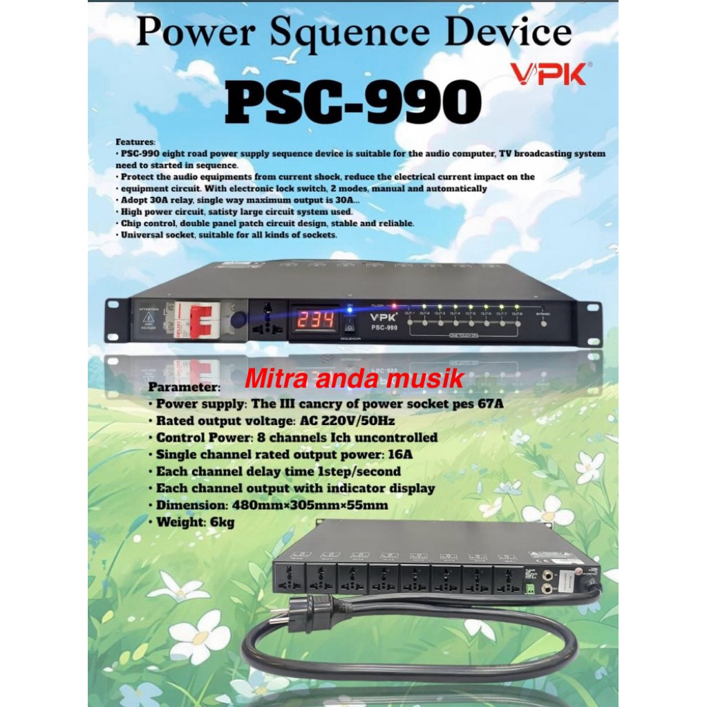 VPK PSC-990 Power Amplifier Sequencer 20A 8 Channel Audio Sound System