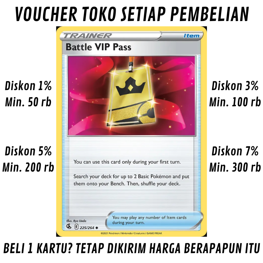 [S10%] Kartu Pokemon TCG Bahasa INGGRIS KONDISI NM (NEAR MINT) = PSA 7 Battle VIP Pass Fusion Strike