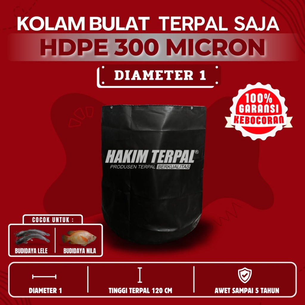 Kolam Bulat D1 HDPE 300 MICRON (TERPAL SAJA)