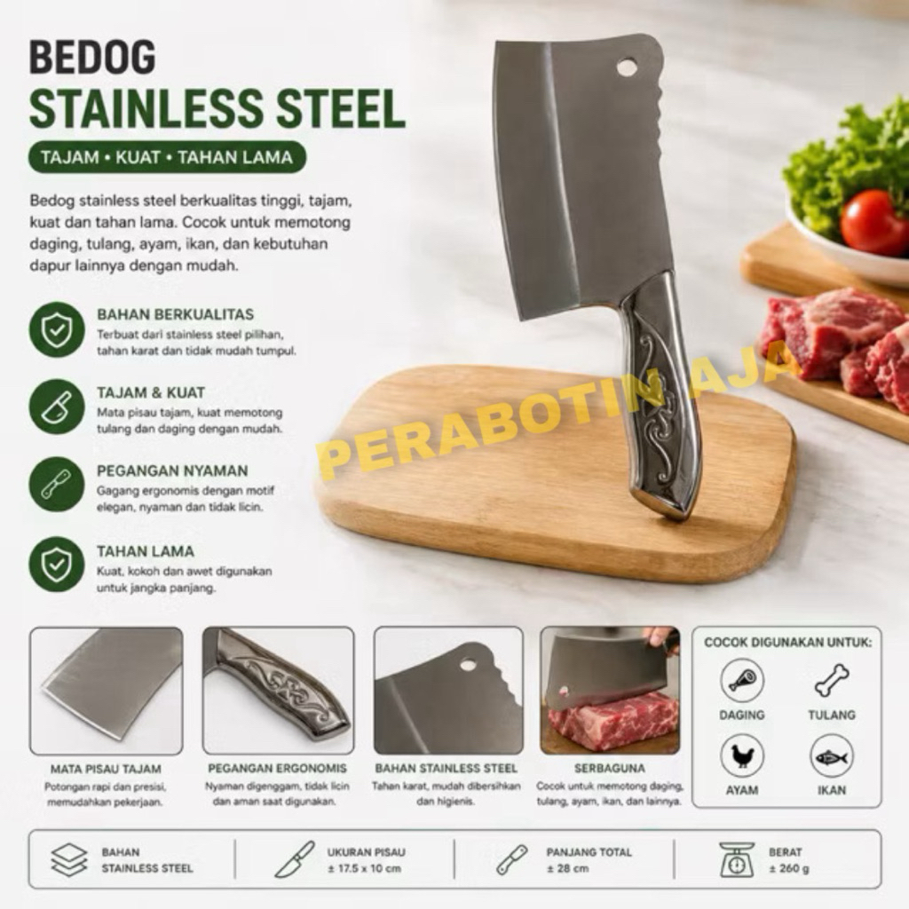 PISAU BEDOG BEDOK PISAU DAGING STAINLESS STEEL
