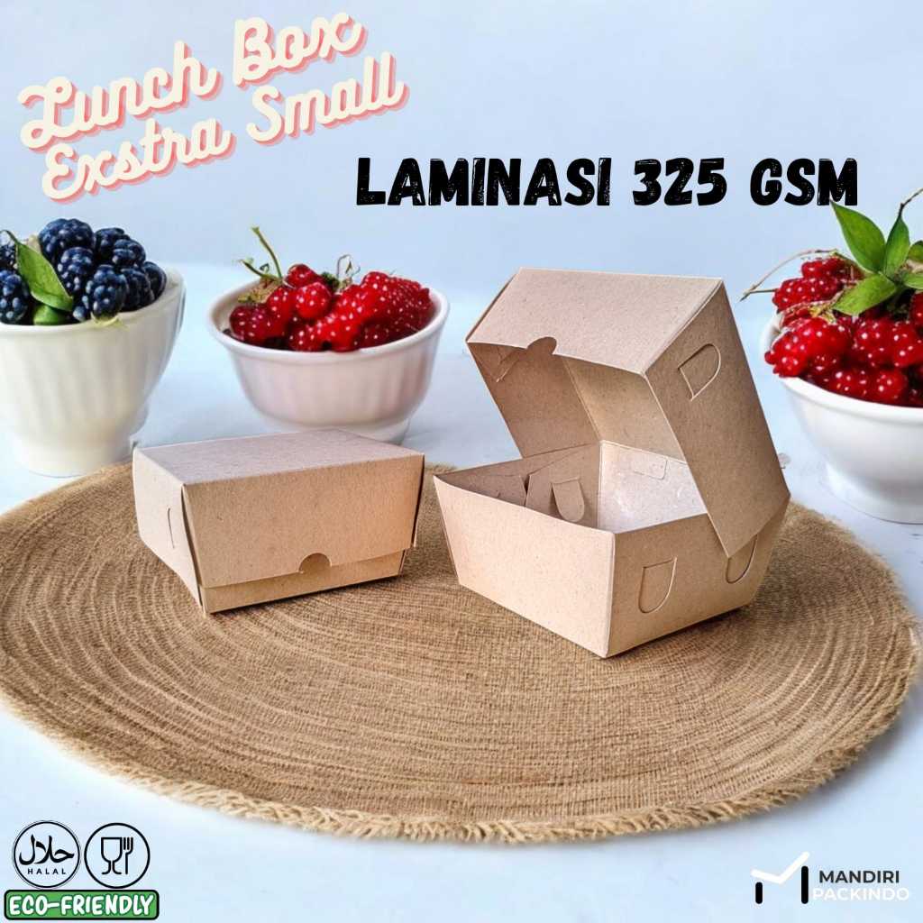 Paper Lunch Box exstra small Laminasi 100 pcs ketebalan 325 gsm | paper Kraft lunch box coklat berla