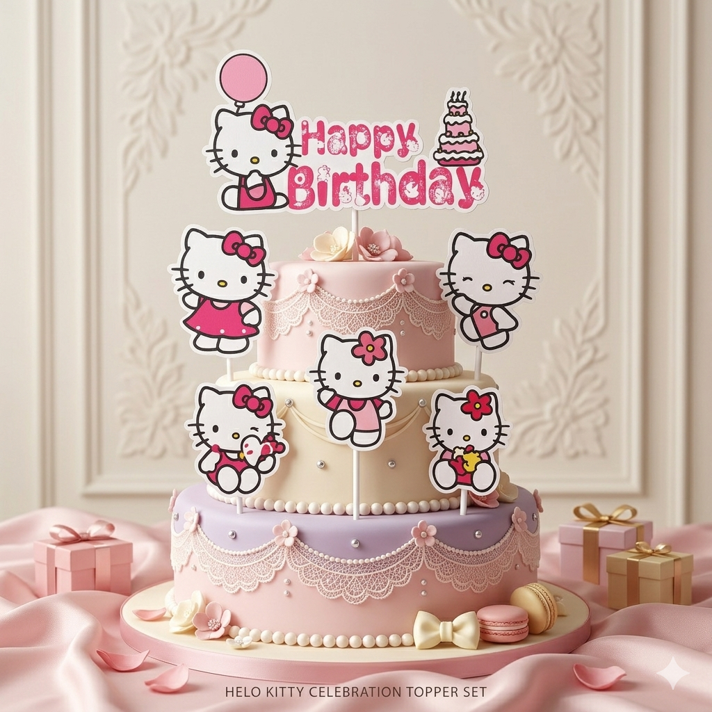 {CKI} Cake Topper Kertas Happy Birthday Hello Kitty