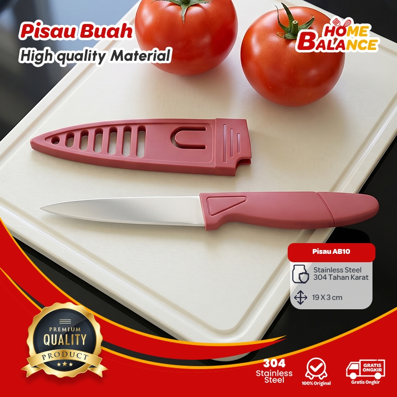 HomeBalance Pisau Kecil Buah Stainless Praktis Awet Pisau Travel Belati Tutup Pisau Mini AB10