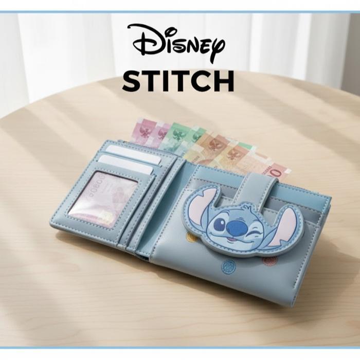 Dompet Wanita Import Original Disney - Dompet Wanita Dompet Kartu dan Uang Karakter Stitch Blue Aest