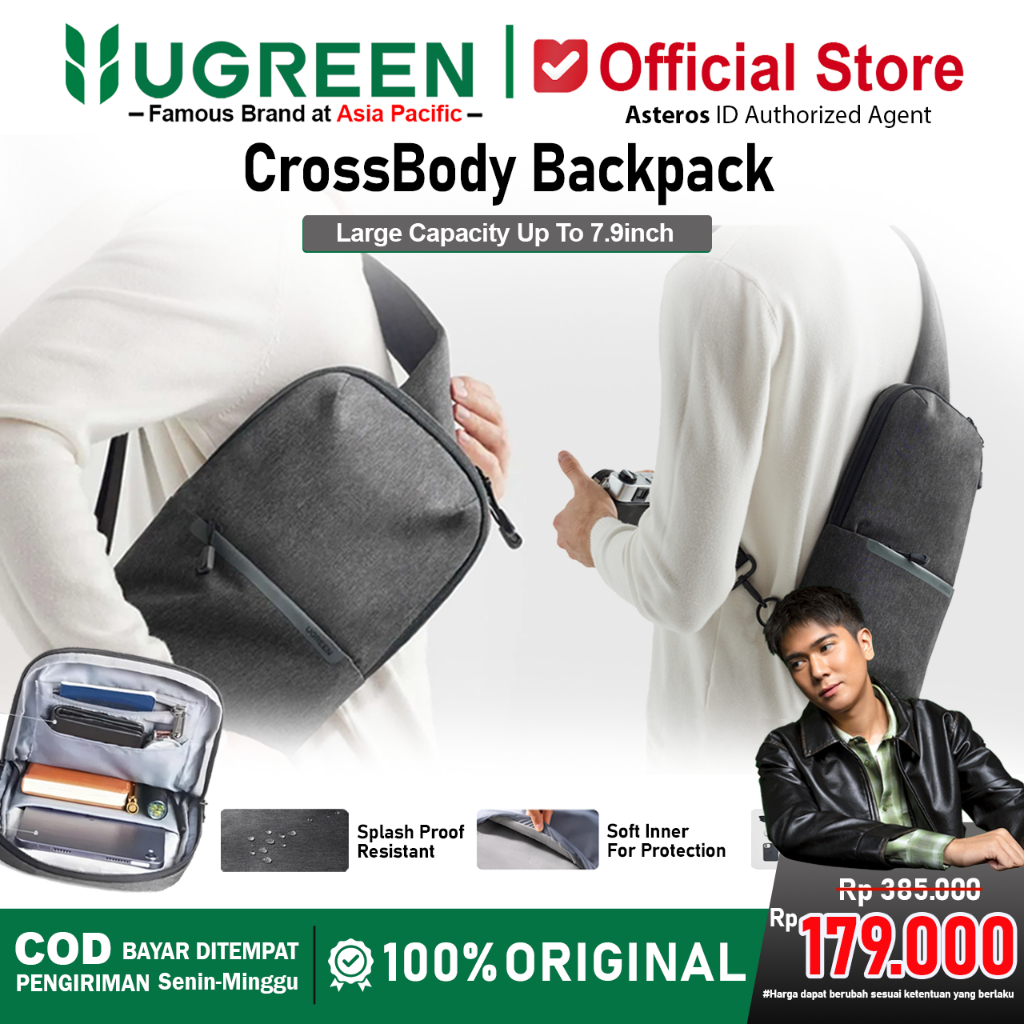 UGREEN Mi Sling Bag, Crossbody Bag, Tas Selempang Pria Wanita Multifungsi 15581
