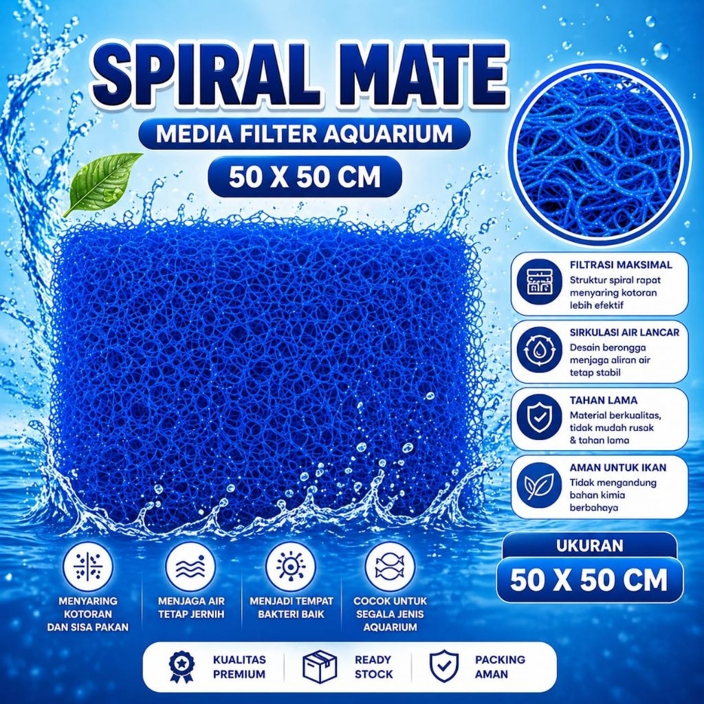 SPIRAL MATE PREMIUM 50x50CM MEDIA FILTER KOLAM AQUARIUM