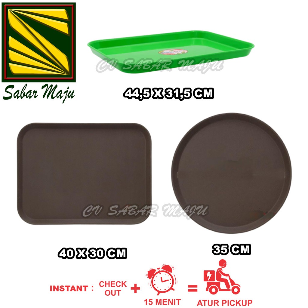 SUBRON Nampan Saji Makanan, Nampan Bulat Anti Slip, Baki Makanan Anti Slip Bulat