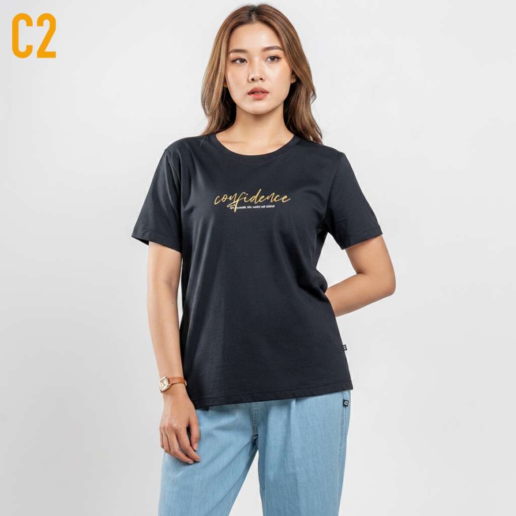 C2 Nafisa Black T-Shirt Wanita