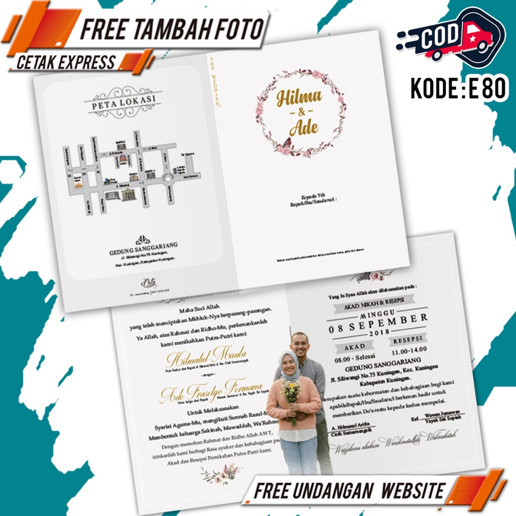 Undangan Pernikahan Murah Express Walimatul Ursy Aqiqah Khitan Desain Custom Foto Orang Tua Premium 