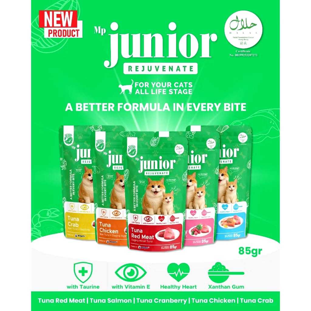 JUNIOR POUCH REJUVINATE 85 GR | Kitten Wet Food | Adult Wet Food | Makanan Kucing Basah | Wet Food K