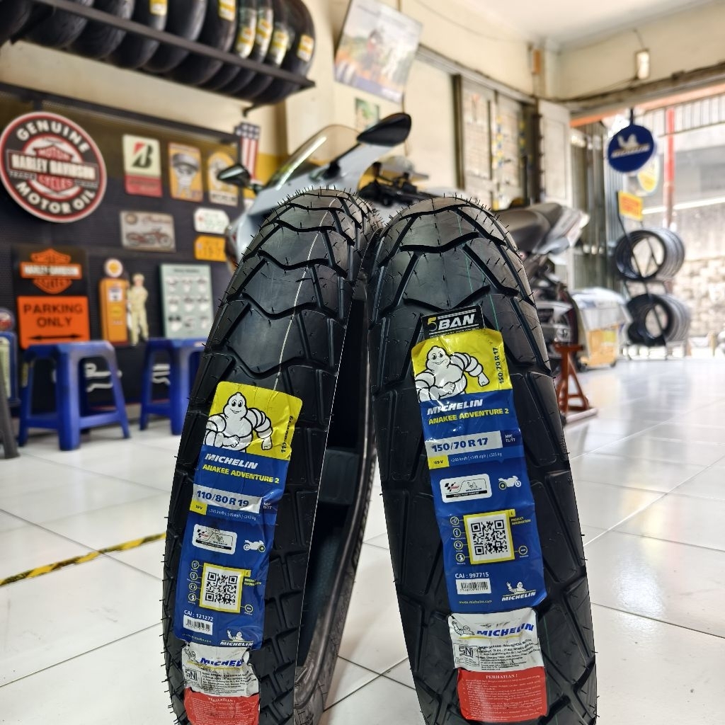Set Depan Belakang Michelin Anakee Adv 2 110/80.19 + 150/70.17. Ban Versys 250 dan KTM 390 Adventure